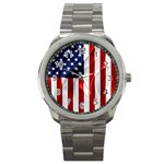 American Usa Flag Vertical Sport Metal Watch Front