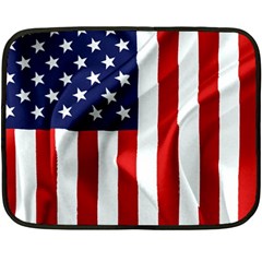 American Usa Flag Vertical Fleece Blanket (mini) by FunnyCow
