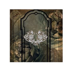 Wonderful Decorative Dragon On Vintage Background Small Satin Scarf (square)