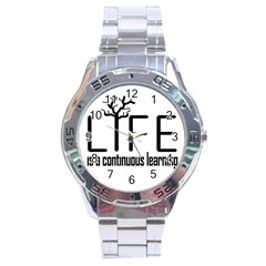 Life And Learn Concept Design Stainless Steel Analogue Watch by dflcprints