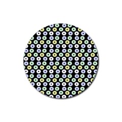 Eye Dots Black Pastel Rubber Coaster (round)  by snowwhitegirl