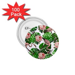 Flamingo Floral White 1 75  Buttons (100 Pack)  by snowwhitegirl