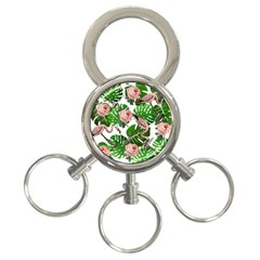 Flamingo Floral White 3-ring Key Chains by snowwhitegirl