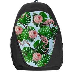 Flamingo Floral Blue Backpack Bag by snowwhitegirl
