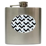 Blue Teapot Chevron Hip Flask (6 oz) Front