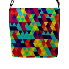 Bright Color Triangles Seamless Abstract Geometric Background Flap Closure Messenger Bag (l) by Alisyart