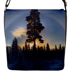 Winter Sunset Pine Tree Flap Closure Messenger Bag (s) by Alisyart