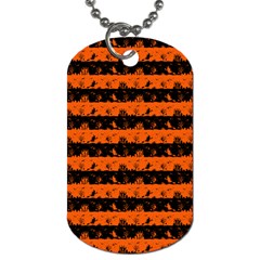 Orange And Black Spooky Halloween Nightmare Stripes Dog Tag (one Side)