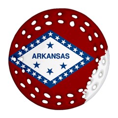 Flag Map Of Arkansas Round Filigree Ornament (two Sides) by abbeyz71