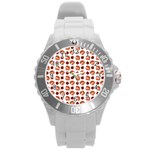 Pasta Pattern Round Plastic Sport Watch (L) Front