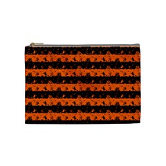 Dark Pumpkin Orange And Black Halloween Nightmare Stripes  Cosmetic Bag (medium) by PodArtist