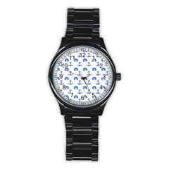 Vintage Face Anchor Blue Stainless Steel Round Watch