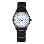 Vintage Face Anchor Blue Stainless Steel Round Watch Front