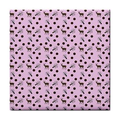 Pink Deer Pattern Tile Coasters