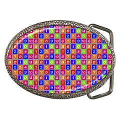 Numbers And Vowels Colorful Pattern Belt Buckles by dflcprints