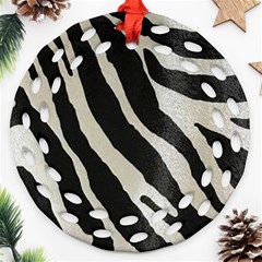 Zebra Print Round Filigree Ornament (two Sides)