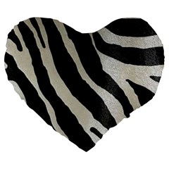 Zebra 2 Print Large 19  Premium Flano Heart Shape Cushions