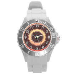 Ornamental Shape Concentric Round Round Plastic Sport Watch (l)