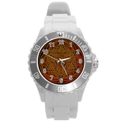 Beautiful Art Pattern Round Plastic Sport Watch (l)
