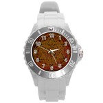 Beautiful Art Pattern Round Plastic Sport Watch (L) Front