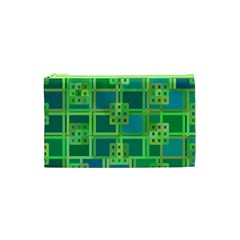 Green Abstract Geometric Cosmetic Bag (xs) by Sapixe