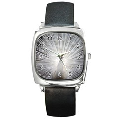 Peacock White Bird Nature Square Metal Watch