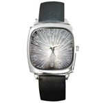 Peacock White Bird Nature Square Metal Watch Front