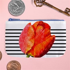 Red Tulip And Black Stripes Large Coin Purse