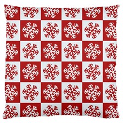Snowflake Red White Large Cushion Case (two Sides) by Wegoenart