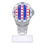 Stars Stripes July 4th Flag Blue Plastic Nurses Watch Front