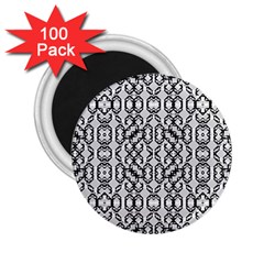 Black And White Intricate Modern Geometric Pattern 2 25  Magnets (100 Pack) 