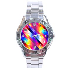 Abstract Background Colorful Pattern Stainless Steel Analogue Watch