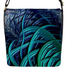 Oceanic Fractal Turquoise Blue Flap Closure Messenger Bag (s) by Pakrebo
