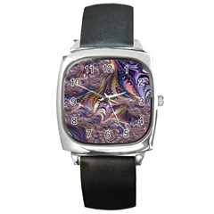 Fractal Artwork Pattern Digital Square Metal Watch