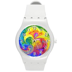 Fractal Bright Exploding Brilliant Round Plastic Sport Watch (m)