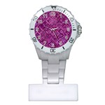 Purple Pattern Background Plastic Nurses Watch Front