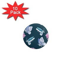 Butterfly Pattern Dead Death Rose 1  Mini Magnet (10 Pack) 