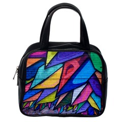 Urban Colorful Graffiti Brick Wall Industrial Scale Abstract Pattern Classic Handbag (one Side) by genx