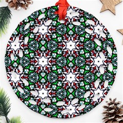 Stained Glass Pattern Church Window Round Filigree Ornament (two Sides)