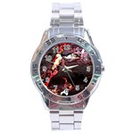 Texture Art Design Pattern Stainless Steel Analogue Watch Front