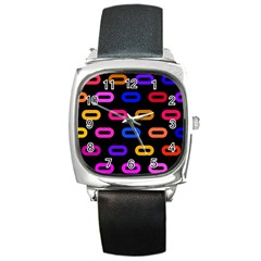 Pattern Background Structure Black Square Metal Watch
