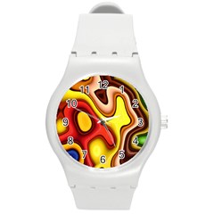 Pattern Background Structure Round Plastic Sport Watch (m)
