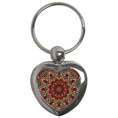 Mandala - Red & Teal Key Chains (heart)  by WensdaiAmbrose