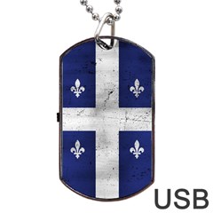 Flag Quebec Drapeau Grunge Fleur De Lys Blue And White Dog Tag Usb Flash (two Sides) by Quebec