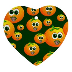 Seamless Orange Pattern Heart Ornament (two Sides) by Mariart