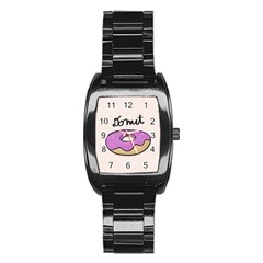 Donuts Sweet Food Stainless Steel Barrel Watch by Mariart