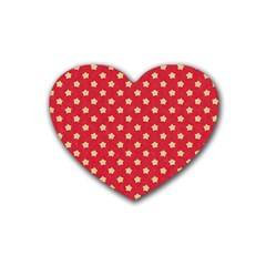 Red Hot Polka Dots Rubber Coaster (heart) 