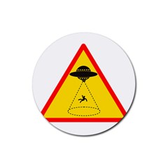 Sign Road Road Sign Traffic Rubber Round Coaster (4 Pack)  by Wegoenart
