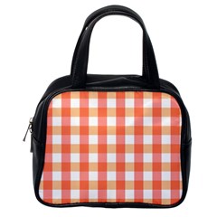 Gingham Duo Red On Orange Classic Handbag (one Side) by retrotoomoderndesigns