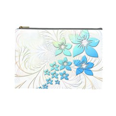 Flowers Background Leaf Leaves Blue Cosmetic Bag (large) by Mariart